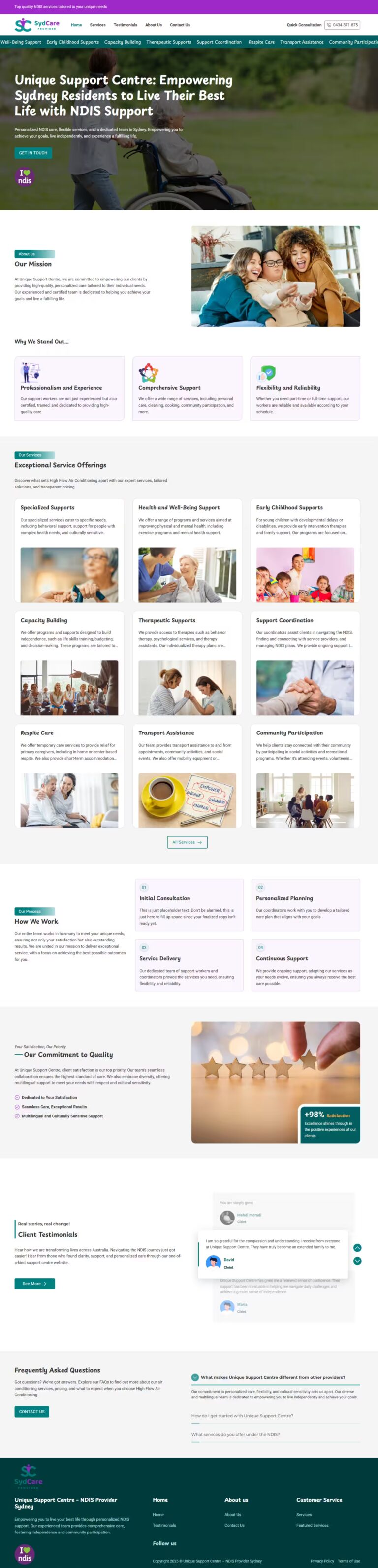 طراحی سایت Unique Support Centre